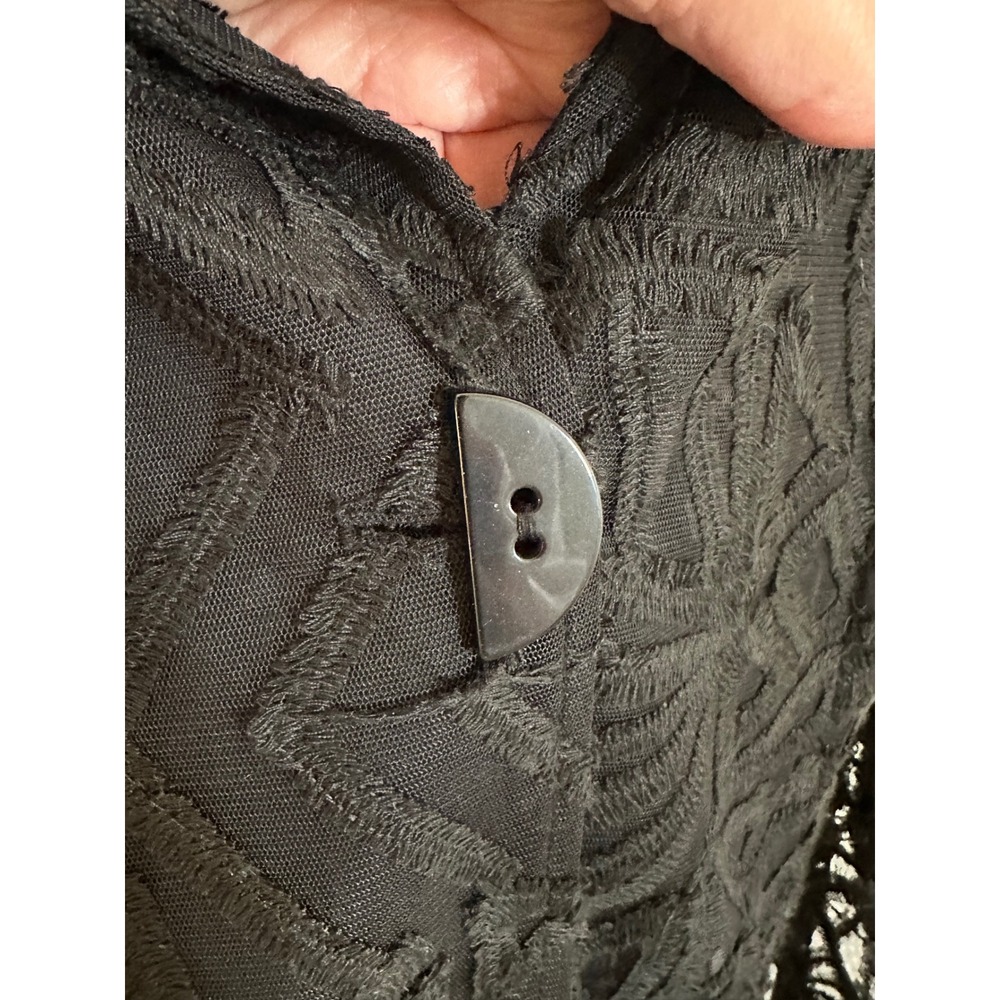Ali Miles Textured Mesh Topper Jacket Size XL Black Sheer Wire Collar 3/4 Sleeve - Picture 6 of 9